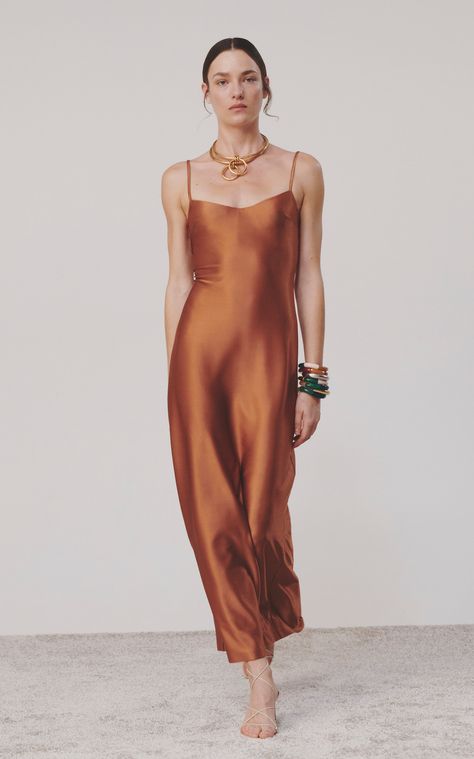 Sahara Bustier Dress by GALVAN for Preorder on Moda Operandi Silk Dress Midi, Galvan London, Sequin Midi Dress, Bustier Dress, Satin Midi Dress, Dress Midi, Sleek Fashion, Style Women, Ladies Dress Design