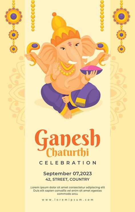 Ganesh Chaturthi Poster, Vector Nature, Ganesh Chaturthi, Nature Design, Poster Template, Creative Work, Vector Art, Vector Free, For Free