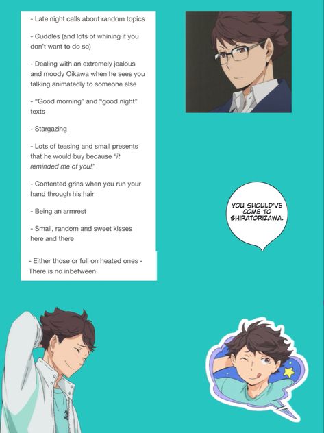 Haikyuu Oikawa X Yn, Oikawa Imagine, Oikawa As Your Boyfriend, Oikawa Headcanon, Iwaizumi X Yn, Oikawa X Yn, Anime Headcanons, Tooru Oikawa, Cute Imagines