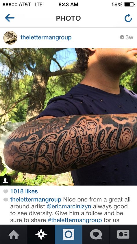 Blessed Blessed Side Arm Tattoo, Blessed Tattoo On Forearm, Blessed Tattoo On Arm, Truly Blessed Tattoo, Blessed Tattoo For Men, Blessed Tattoo, Blessed Tattoos, Leg Tattoo Men, Tattoo Script