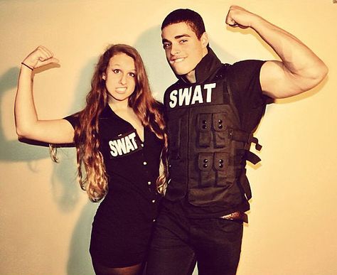 SWAT Team Couple Costume Halloween Couples Costume Ideas, Police Halloween, Couples Costume Ideas, Halloween Couple Costume, Halloween Couples Costume, Most Creative Halloween Costumes, College Costumes, Cute Couples Costumes, Swat Police