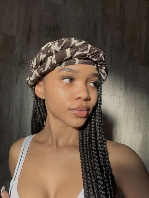 Two Braids With Scarf, Cute Scarf Hairstyles, Scarf Hairstyles Black, Headwrap Hairstyles, Cute Scarf, Thick Wavy Hair, Hair Wrap Scarf, Hair Scarf Styles, Head Scarf Styles