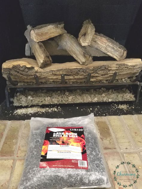 Gas Fireplace Makeover- Final Reveal - Soon To Be Charming Gas Fire Logs, Gas Fireplace Makeover, Fireplace Cleaning, High Heat Paint, Diy Outdoor Fireplace, Clean Fireplace, Gas Fireplace Insert, Fire Screen, Fireplace Logs