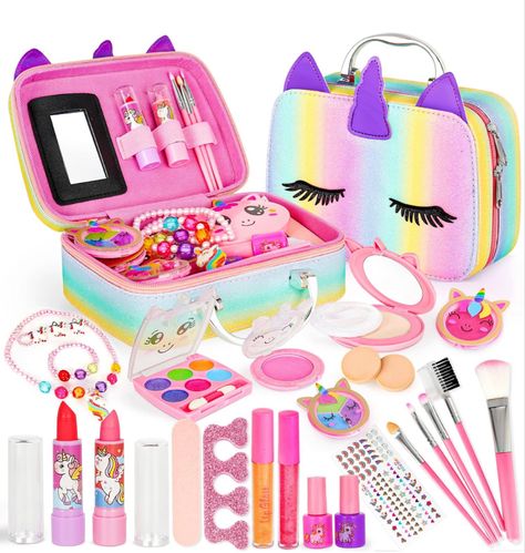 #kidsmakeup #kidsmakeupkit #giftsforkids #christmasgiftsforkids Kids Make Up Set, Realistic Unicorn, Kids Makeup Kit, Safe Makeup, Makeup Toys, Princess Christmas, Makeup Kit For Kids, Unicorn Makeup, Unicorn Stickers