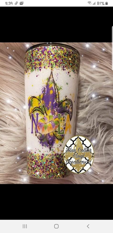 Mug Tumbler, Cup Ideas, Tumbler Cups Diy, Diy Cups, Tumbler Cups, Beer Mug, Mardi Gras, Pillar Candles, Tumbler