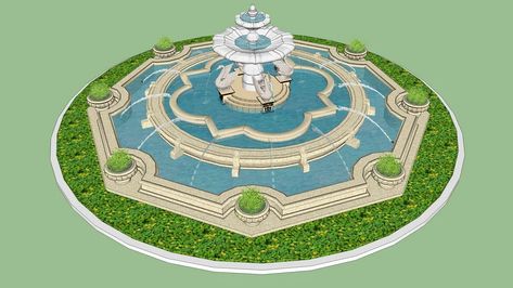 Fountain | 3D Warehouse Architectural Trees, Architecture Blueprints, Landscape Architecture Drawing, Courtyard House Plans, Custom Skateboards, Conceptual Architecture, Architecture Design Drawing, Sketchup Model, Architecture Concept Drawings