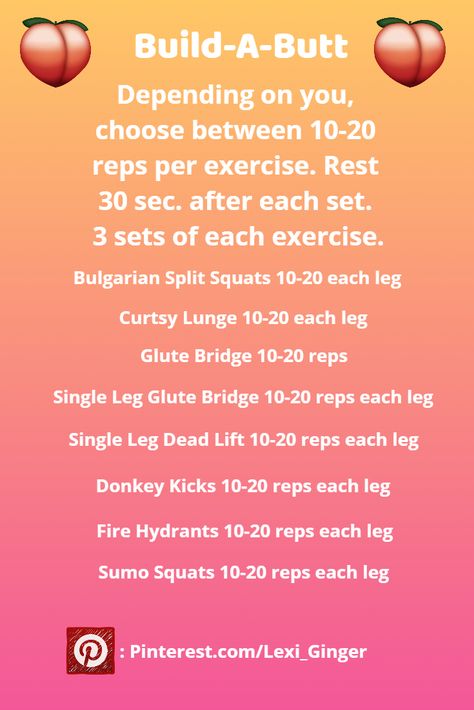 I have combined these exercises to give you the only booty building workout you need! All these exercises will grow and shape your glutes. Go from a flat butt to a phat butt in no time! Follow me for more pins like this! How To Grow Ur Glutes, Grow Glutes In Two Weeks, How I Grew My Glutes, How To Grow Your Glutes In A Month, How To Grow A Bigger 🍑 In A Week, Glute Activation Exercises, Single Leg Glute Bridge, Home Exercise Program, Bum Workout