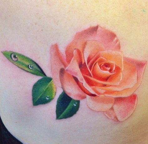 Peach Rose Tattoo, Coral Rose Tattoo, 3d Rose Tattoo, Single Rose Tattoos, Pink Rose Tattoos, Tattoo Artist, 3 Tattoo, Skeleton Hand Tattoo, Single Rose