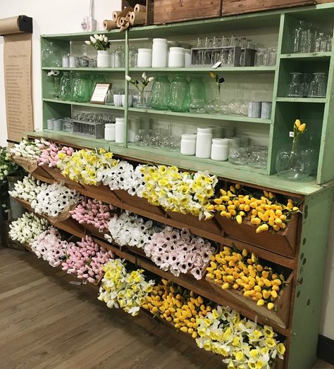 Floral Displays Retail, Flowershop Ideas, Magnolia Market Joanna Gaines, Flower Storage, Flower Shop Interiors, Flower Shop Decor, Flower Shop Design, Sarah Joy, Magnolia Farms