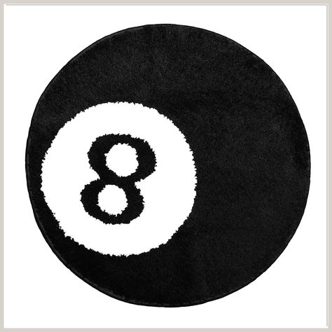 TURKUAZ LABEL 8 Ball Rug - 24 inch White & Black Hypebeast Rug - Cool Rugs and Aesthetic Rugs for Bedroom & Living Room - Y2K Rug for Alt Room Decor Eight Ball Rug, Streetwear Room Decor, 8ball Rug, Y2k Rugs, Y2k Rug, Streetwear Room, Bape Rug, Absorbent Rug, Room Decor Hypebeast