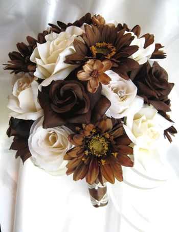 17pc Bouquet wedding flowers centerpiece CREAM BROWN Cream Wedding Bouquet, Brown Roses, Ivory Bouquet Wedding, Wedding Flowers Wildflowers, Handmade Wedding Bouquet, Lavender Wedding Flowers, Roses Yellow, Round Bouquet, Beach Wedding Flowers