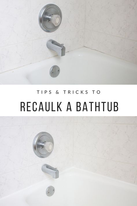 Is your old bathtub caulk looking gross and moldy? Here's how to remove your old caulk and replace it with fresh bathroom caulk #caulking #caulk #bathroom Filo Cup Appetizers, Bathtub Diy, Cup Appetizers, Bathtub Caulking, Bathroom Caulk, Filo Dough, Caulking Tips, Bathtub Repair, Big Bathtub