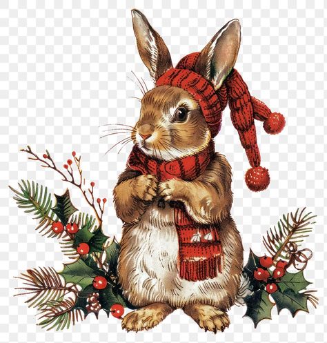 Aesthetic Pngs, Rabbit Character, Christmas Bunny, Png Elements, Christmas Illustrations, Awesome Designs, Aesthetic Things, Holly Berries, About Christmas