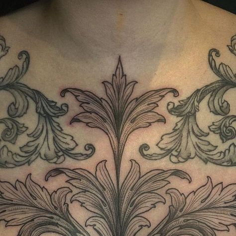 Lattice Tattoo, Victorian Chest Tattoo, Filigree Tattoo Women, Filligree Tattoos Designs, Filigree Tattoo Designs, Filigree Tattoos, Brown Tattoos, Lace Shoulder Tattoo, Lovely Tattoo