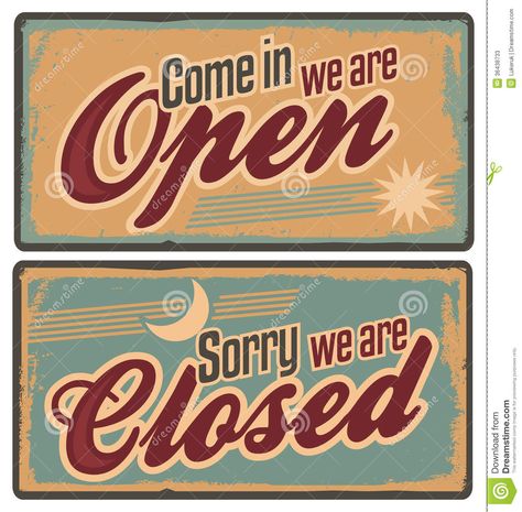 Open & Closed Signs, Sorry We Are Closed, Retro Metal Signs, Retro Sign, Vintage Tin Signs, Shop Front Design, Winter Leggings, Logo Sign, Store Signs