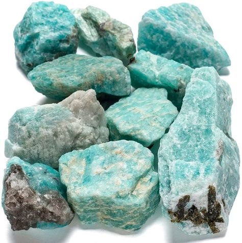 KALIFANO Rough Amazonite 10 Stone Bulk Bundle with Healing & Calming Effects - AAA Grade High Energy Raw Amazonita - Reiki Cr Indoor Fountain, Amethyst Healing, Reiki Crystals, Information Card, Rainbow Fluorite, Rough Gemstone, Bubble Envelopes, Reiki Healing, High Energy