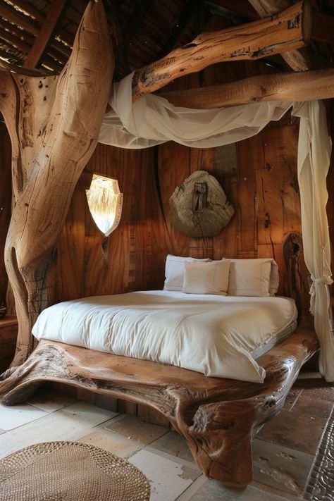 Crazy Beds, Weird Beds, Wooden Canopy Bed, Canopy Bed Ideas, Wooden Canopy, Intimate Space, Casa Vintage, Canopy Bed, Bed Ideas