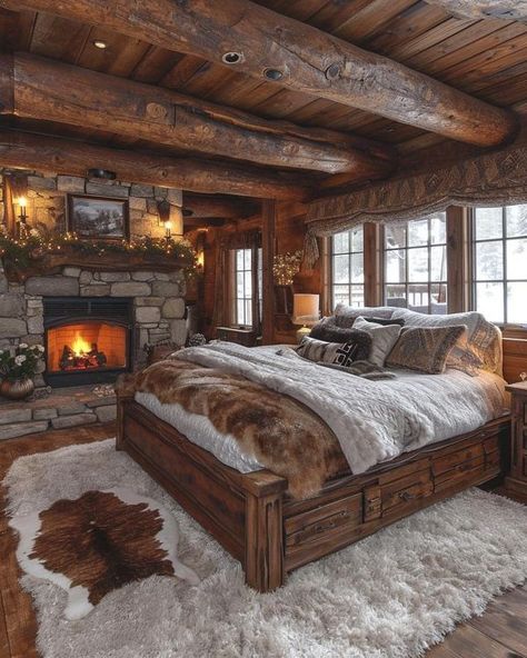 Log Houses Log House Interior, Log Cabin Bedroom, Rustic Log Home, Log Houses, Log Home Interiors, Log Cabin Ideas, Build House, Cabin Bedroom, Rustic House Plans