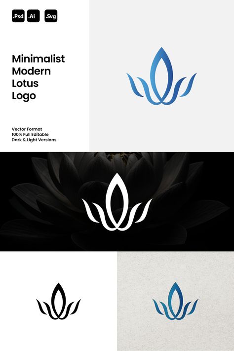 Minimalist Modern Lotus Logo  Ideal for:  - Yoga and Wellness Centers - Modern and Elegant Brands - Companies Focused on Tranquility.  Style Attributes:  - Minimalist - Modern - Simple.  You'll receive:  - 100% Resizable vector logo - Customizable colors - AI, PSD & SVG files.  For support and customization, contact us. Embrace tranquility with our Minimalist Modern Lotus Logo. Make a statement of modernity and serenity. Vibe Logo Design, Serenity Logo Design, Luxury Logo Ideas, Logo Ideas For Clothing Brand, Clothing Brand Logo Ideas Graphics, Flower Logo Design Ideas, Batik Logo, Clothing Brand Logo Ideas, Minimalist Logo Ideas