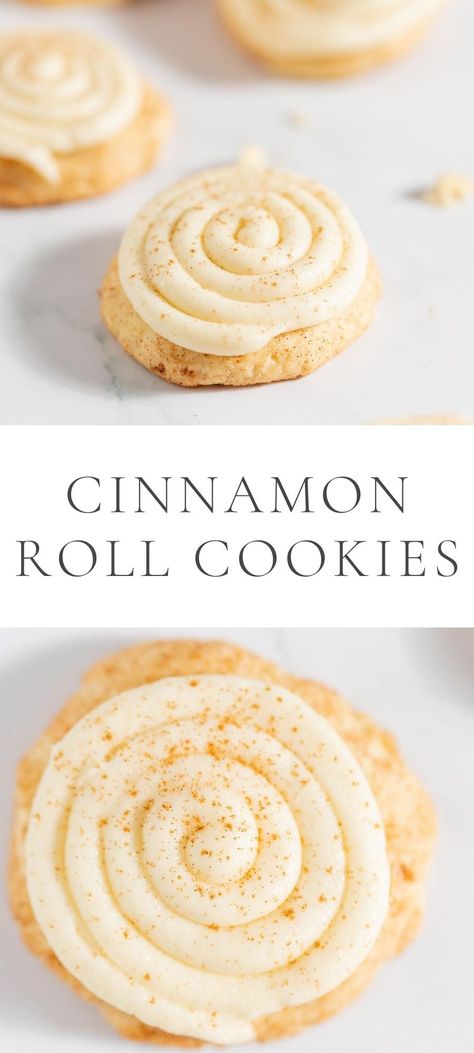 If you’ve ever wished you could pack the taste of a cinnamon roll into a cookie, you’re in luck! These Cinnamon Roll Cookies are a spiced delight with tangy cream cheese icing swirled on top. Recipes With Cream Cheese Icing, Cream Cheese Icing Desserts, Cookie Recipes Cream Cheese, Cookies With Icing On Top, Cinnamon Bun Cookies, Cream Cheese Icing For Cookies, Cinnamon Cream Cheese Cookies, Cinnamon Swirl Cookies, Cookie With Cream Cheese