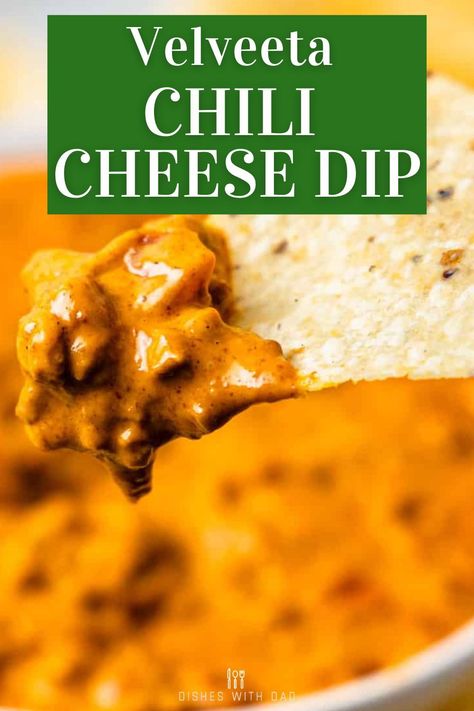 This easy Velveeta Chili Cheese Dip is the perfect appetizer for game day! It features a quick homemade chili and creamy Velveeta cheese for an easy appetizer that's loaded with flavor. In this post, I'll provide simple step-by-step instructions and tips to help you make this recipe perfectly every time! Chili With Velveeta Cheese, Cheese Chilli Recipe, Cheese Dip Recipes Velveeta, Chili Cheese Dip, Velveeta Chili Cheese Dip, Chilli Cheese Dip, Velveeta Dip, Velveeta Cheese Dip, Chili Nachos