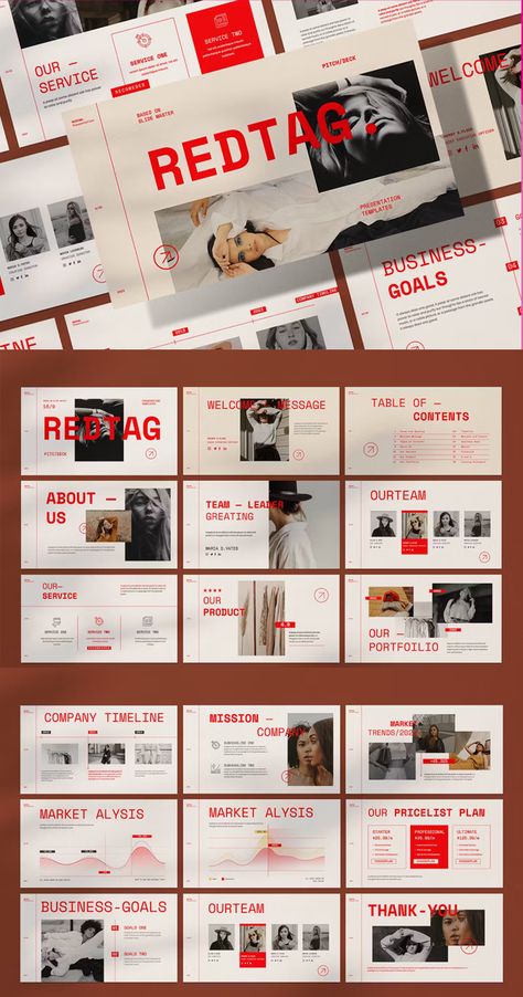 REDTAG Powerpoint Presentation Templates - 35 Creative Slides Retail Presentation Design, Company Presentation Design Powerpoint, Process Book Design Layout, Slides Layout Design, Presentation Slides Design Layout, Brand Presentation Design Layout, Creative Slides Presentation, Template Presentation Design Layout, Creative Presentation Design Ideas