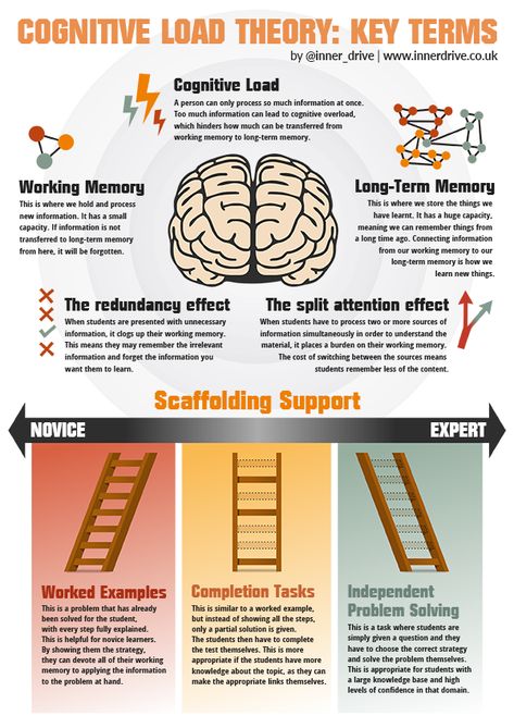 Learn about the most important terms, concepts and strategies to start using Cognitive Load Theory in your classroom on this blog... Cognitive Psychology, Cognitive Science, Working Memory, Instructional Design, Teaching Methods, Free Poster, Critical Thinking Skills, Learning Design, Proper Nutrition