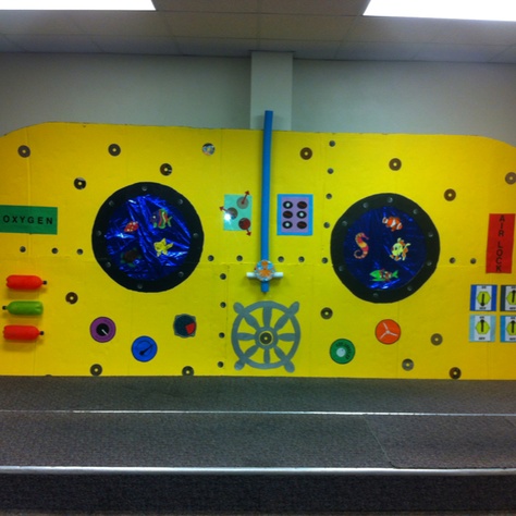 Inside a yellow submarine Inside Submarine Decorations, Underwater Door Decorations, Inside A Submarine, Vbs Submarine, Submarine Decorations, Inside Submarine, Submerged Vbs Decorations, Submarine Decor, Submarine Inside