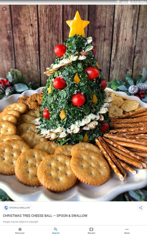 Christmas Tree Cheese Wedge, Christmas Tree Shaped Food, Yuletide Food, Tree Cheese Ball, Christmas Tree Cheese Ball, Butterhorns Recipe, Christmas Tree Cheese, Cheese Tree, Christmas Tree Food