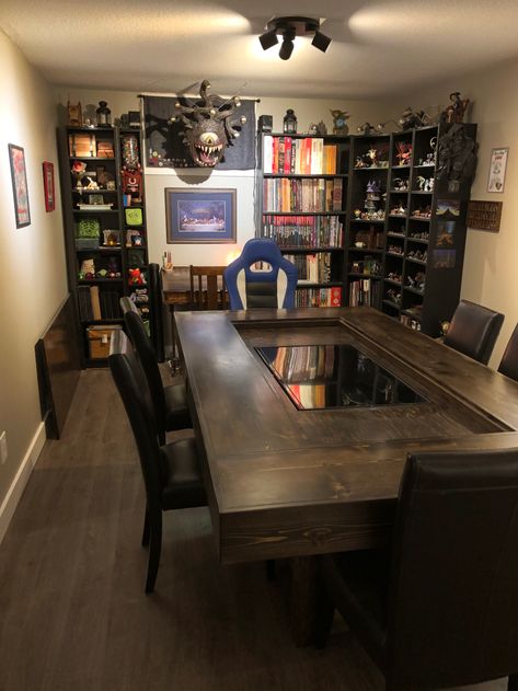 Dnd Tavern Room Ideas, Dnd Room Aesthetic, Dnd Room Interior Design, Dnd Room Ideas, Dungeons And Dragons Room, Dnd Room, Guys Room Aesthetic, Rpg Table, Games Room Inspiration