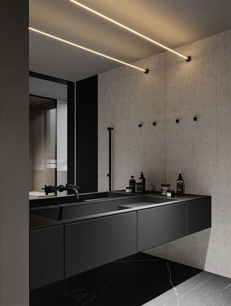 Dentist Office Design Interiors, Black Tile Bathrooms, Narrow House Designs, Minimalist Bathroom Design, Restroom Design, Modern Small House Design, House Furniture Design, Modern Architecture House, Minimalist Bathroom