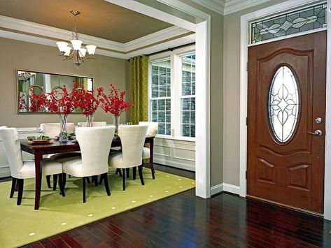 White Dining Room Sets, Richmond American Homes, Dining Room Hutch, Sleek Kitchen, White Dining Room, Foyer Lighting, Foyer Design, Elegant Dining Room, Progress Lighting