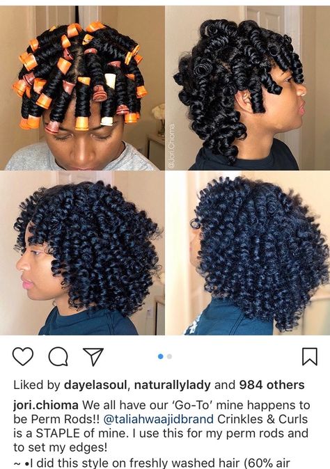 Perm rod set Flex Rod Hairstyles For Black Women, Black Hair Perm, Curl Rods, Perm Rods On Natural Hair, Afro Perm, Rod Curls, Coiled Hair, Perm Rod Set, Hairstyles Black Hair