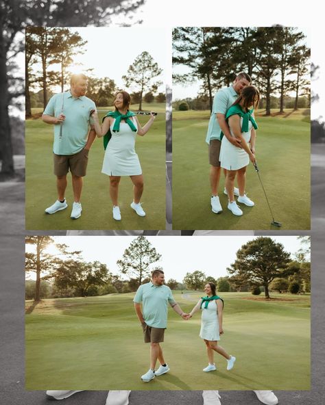 Couples that golf together, stay together (coming from a golf cart passenger princess🤪) No doubt Cheyenne & Kevin have years of fun (and tee times) ahead of them! ⛳ Golf Engagement Photos, Golf Photoshoot, Couples Golfing, Passenger Princess, Instagram Couples, Tennessee Wedding, No Doubt, June 15, Golf Cart