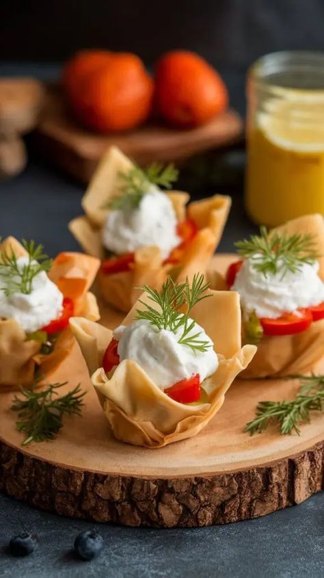 22 Phyllo Cup Appetizers Filling Recipes » HomeQly.com Philo Recipes Simple, Plating Ideas Appetizers, Philo Recipes, Phyllo Cup Appetizers, Slow Cooker Party Food, Chicken With Pesto Sauce, Phyllo Appetizers, Cup Appetizers, Fancy Appetizer Recipes