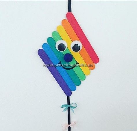 Kids Crafts Birds, Stick Craft Ideas, Craft Ideas For Preschoolers, Popsicle Stick Craft, Popsicle Stick Christmas Crafts, Popsicle Stick Crafts For Kids, Kites Craft, Octopus Crafts, Ideas For Preschoolers