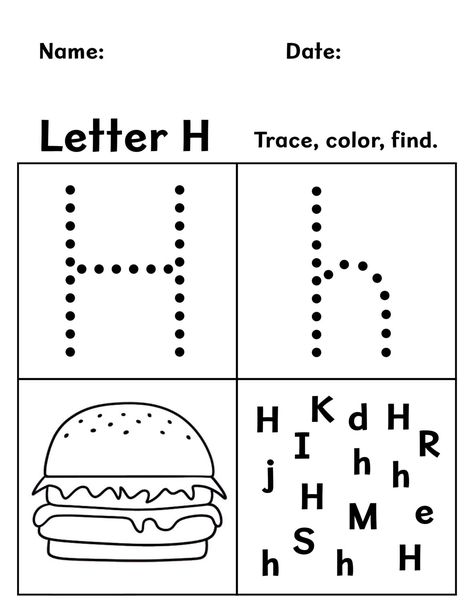 FREE Letter H Worksheets for Preschool ⋆ The Hollydog Blog Letter Hh Activities Preschool, Letter H Activities For Preschool, Letter H Crafts, Letter H Activities, Letter J Activities, Colors Preschool, Creative Worksheets, Letter Worksheets For Preschool, Abc Worksheets