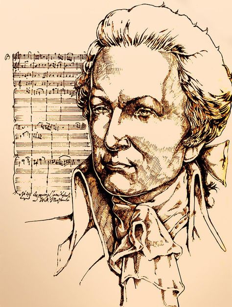 Mozart in art Mozart Drawing, Wolfgang Mozart, Mozart Art, The Power Of Music, I Hope, Sketch, Male Sketch, Humanoid Sketch, Drawings