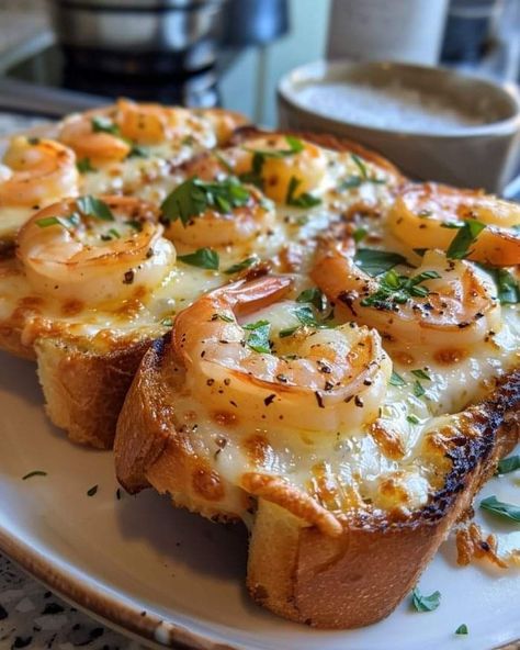 Shrimp Garlic Bread, Shrimp Bread Recipes, Breaded Shrimp Dinner Ideas, Shrimp Grilled, Seafood Sandwiches, Prawn Toast, Man Smiling, Shrimp Toast, Homemade Croissants