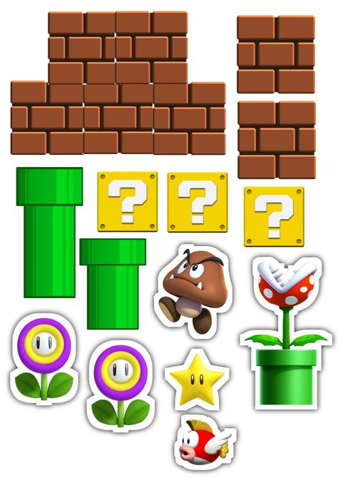 Mario Images, Mario Kart Party, Mario Crafts, Mario Bros Cake, Super Mario Coloring Pages, Super Mario Bros Birthday Party, Mario E Luigi, Super Mario Bros Party, Mario Cake