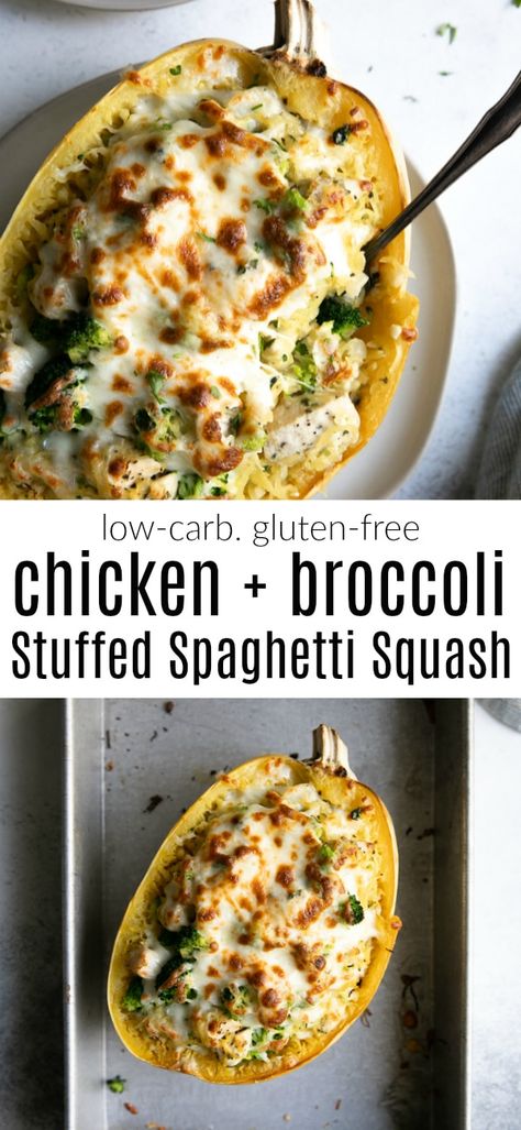 Stuffed Spaghetti Squash, Chicken And Broccoli, Chicken Spaghetti Squash, Spaghetti Squash Recipes, Recetas Keto, Spaghetti Carbonara, God Mat, Squash Recipes, Whole Foods Market