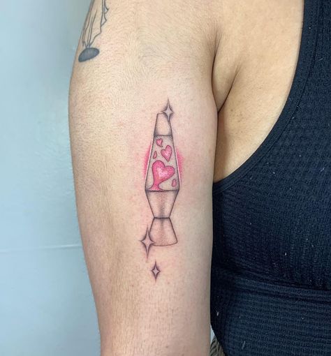 Lava Lamp Heart Tattoo, Heart Lava Lamp Tattoo, Lava Lamp Tattoo Design, Heart Lighter Tattoo, Love Themed Tattoos, Lava Lamp Tattoo Simple, Girly Goth Tattoo, Heart Lava Lamp, Plaster Tattoo