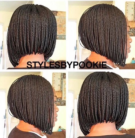 Single plaits ( Bob) Bob Plaits For Black Women, Small Bob Box Braids Black Women, Braided Bobs For Black Women, Short Bob Braids Black Women, Short Bob Braids Hairstyles, Hairstyles Plaits, Braids Bob Style, Bob Box Braids Styles, Bob Box Braids