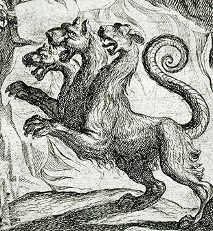 Mythological Illustration, Cerberus Painting, Cerberus Tattoo Design Greek Mythology, Cerberus Art, Ancient Greece Aesthetic, Greek Monsters, Mythology Tattoos, Tattoo Portfolio, Drawing Projects