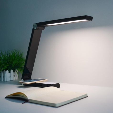 Contemporary Office Lighting, Modern Office Space, Stylish Desk, Contemporary Office, Black Desk, Office Lighting, Adjustable Lighting, Led Desk Lamp, Can Lights