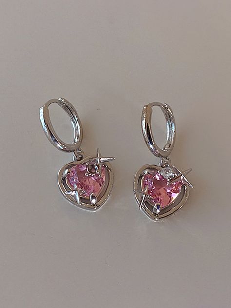 Y2k Accessories, Ear Earrings, Jewelry Accessories Ideas, Dope Jewelry, Girly Accessories, Rhinestone Decor, Heart Drop Earrings, Jewelry Lookbook, Fancy Jewelry