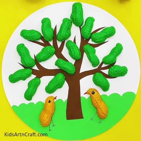 Beautiful Peanut Shell Tree Scenery Craft Tutorial For Beginners Check more at https://www.kidsartncraft.com/peanut-shell-tree-craft-tutorial/ Peanut Shell Craft, Peanut Craft, Seed Crafts For Kids, Shell Crafts Kids, Seed Craft, Shell Tree, Craft Activities For Toddlers, Tree Scenery, Flower Crafts Kids