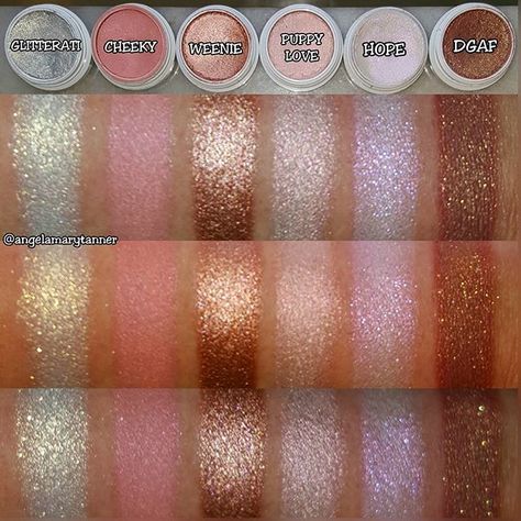 FAVORITE COLOURPOP SHADOWS (PART 2) These are some of favorite light shades. I usually don't care for silver eyeshadow but I love GLITTERATI. It has some gold glitter in it which makes it a little more warm toned. CHEEKY is probably my all time favorite CP shadow. I'm an aficionado of rosy coral eyeshadow, probably because that color family is very complementary with green eyes. Out of my whole makeup collection, CHEEKY is definitely in my top 3. It's the perfect mixture of pink, coral an... Colour Pop Eyeshadow Looks, Colour Pop Eyeshadow, Eye Makeup Red Dress, Coral Eyeshadow, Silver Eyeshadow, Trendy Eyeshadow, Colourpop Eyeshadow, Glitter Shadow, Makeup Palettes