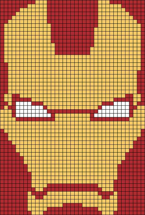 Alpha Friendship Bracelet Pattern #15068 - BraceletBook.com Iron Man Crochet Blanket, Crochet Iron Man Hat, Iron Man Alpha Pattern, Marvel Tapestry Crochet, Marvel Crochet Blanket, Crochet Iron Man, Crochet Marvel, Iron Man Face, Marvel Cross Stitch