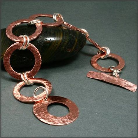 Copper is an amazingly soft and malleable metal that has been used for making jewelry since at least 8700BC. Copper boasts such a unique color, even after it oxidizes when it... Crochet Metal, Washer Jewelry, How To Polish Copper, Copper Jewellery, Copper Bracelet, Diy Schmuck, Copper Earrings, Copper Jewelry, Jewelry Projects